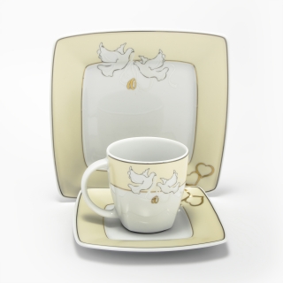 Zestaw kawowo-śniadaniowy Victoria (3 elementy) &quot;dekoracja ślubna&quot;